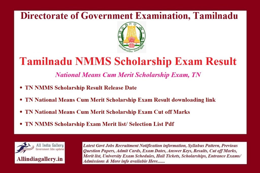 TN NMMS Result 2024 Download Tamilnadu NMMS Scholarship Exam Results